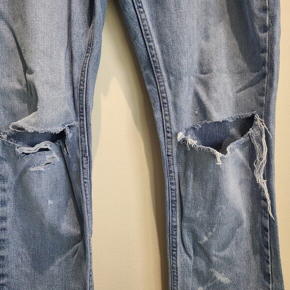 Hollister Men's Jeans 36 x 34 Button Fly Distressed Light Wash Bootcut - Picture 4 of 16